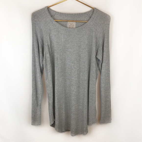 Chaser Tops - Chaser Gray Waffle Knit Long Sleeve Shirt